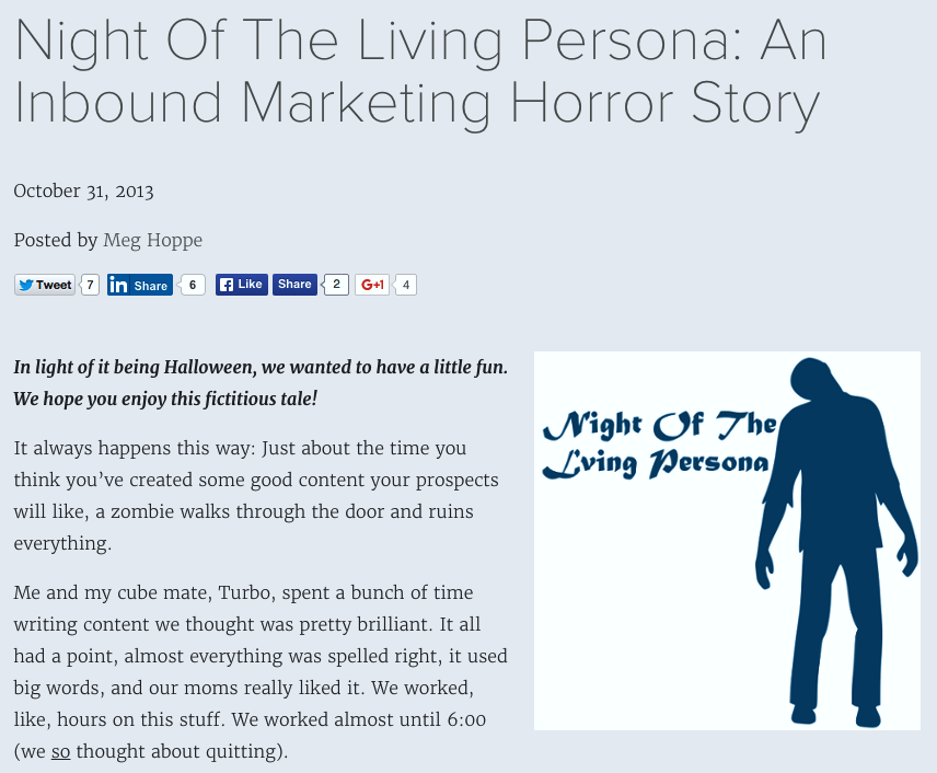Night of the living pesrona: an inbound marketing horry story blog post