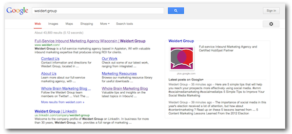 google+ serp listing