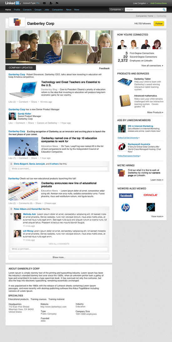 Updated LinkedIn company pages for Inbound Marketing