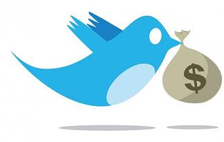 Twitter logo carrying a money bag