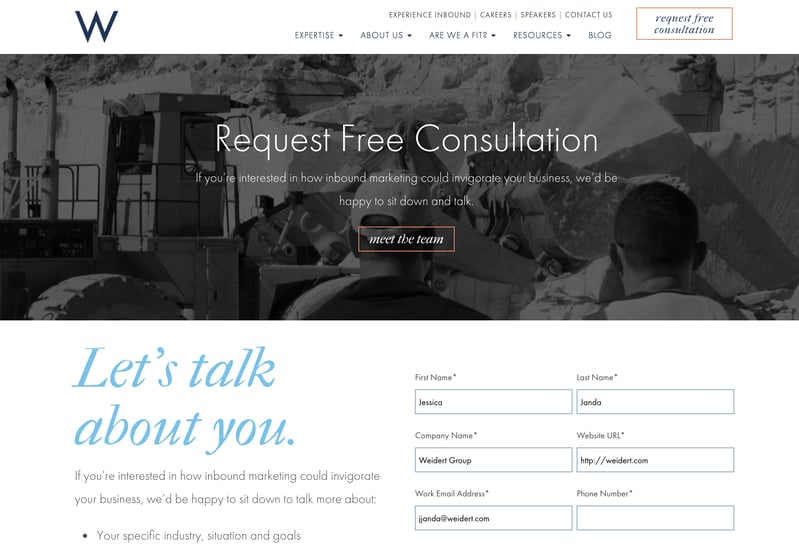 Before Free Consultation page