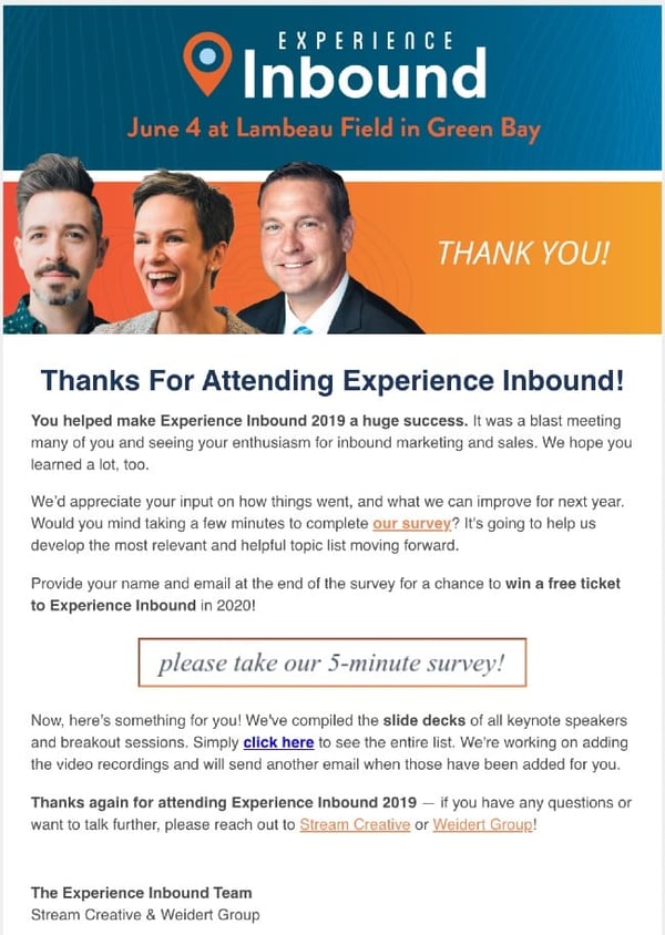 Post trade show email example