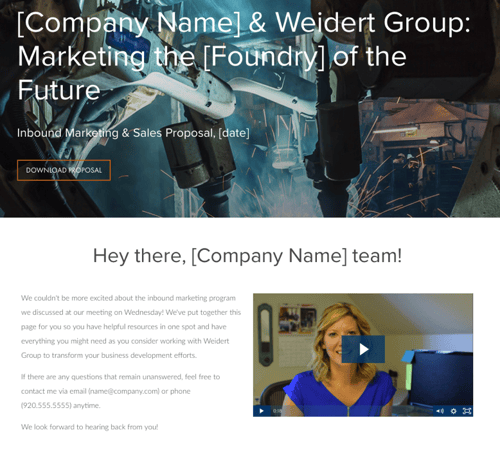sample custom sales prospect page