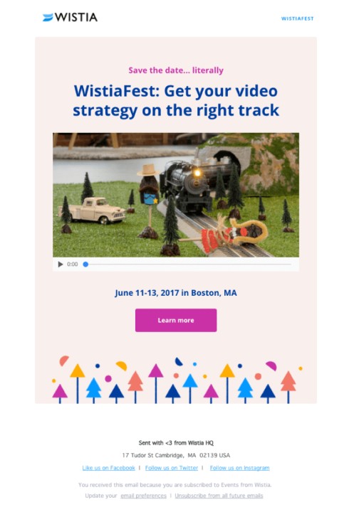 Pre trade show email marketing example Wistiafest
