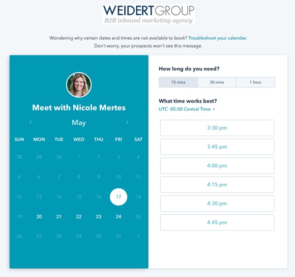 HubSpot meeting scheduling tool