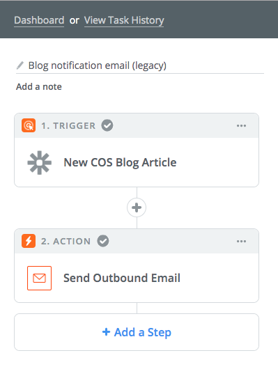 Example Zapier notification for employee social sharing