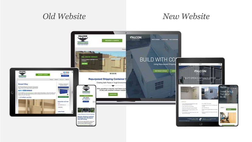 Falcon Structures old vs new website comparison