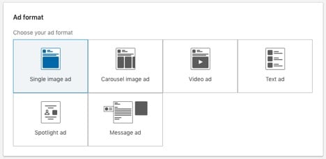 linkedin-ads-setup-format-options