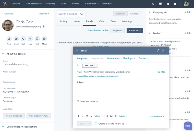 inbound sales activity in HubSpot