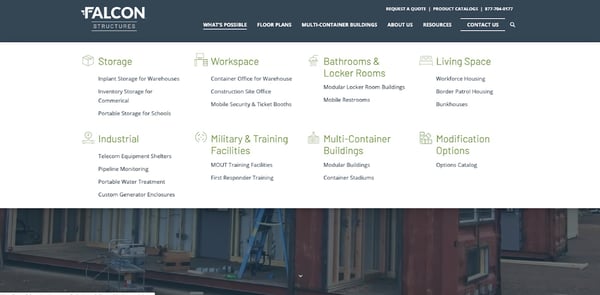 Sample HubSpot website navigation menu