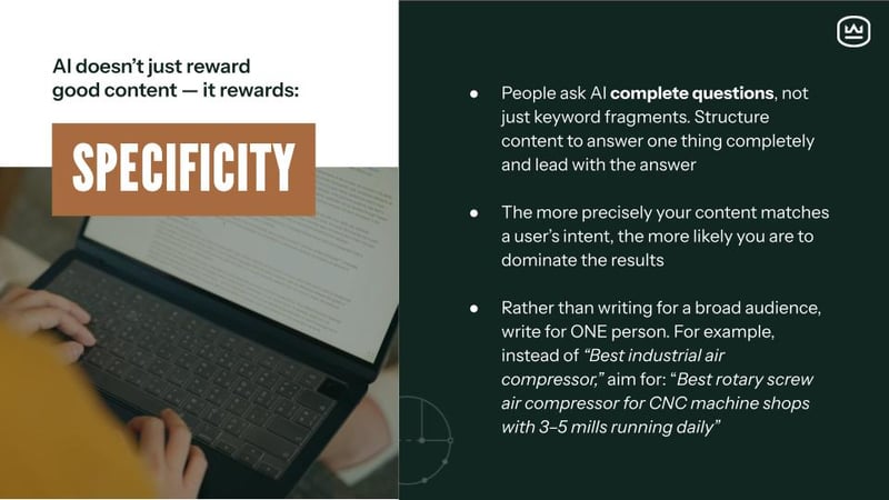 ai search tools reward specificity in content