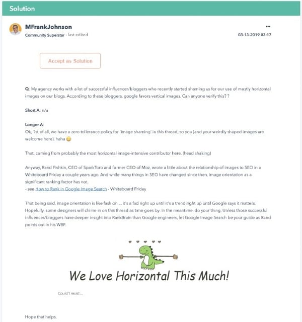 online community forum helpful answer