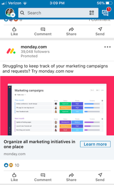 mobile optimized social media ad