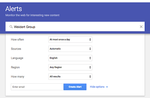 Google Alert Setup