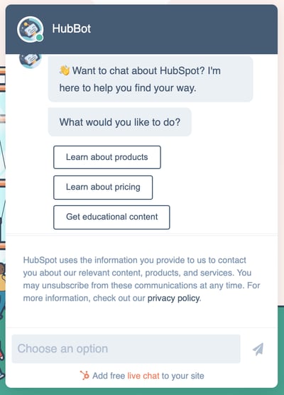 HubSpot HubBot an AI chatbot
