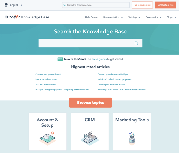HubSpot-knowledge-base-home-page