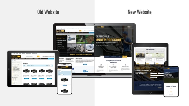 before and after of pumptec's website
