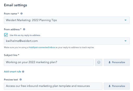 email friendly from example in HubSpot