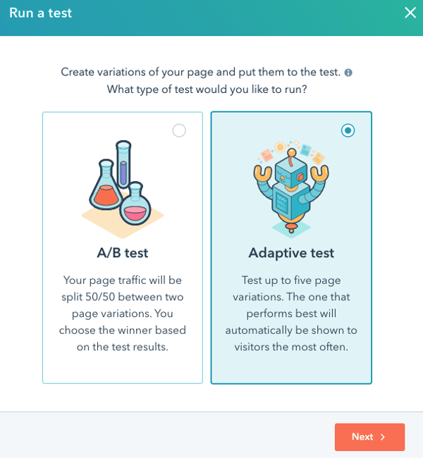 hubspot-ab-and-adaptive-test-options-for-a-webpage