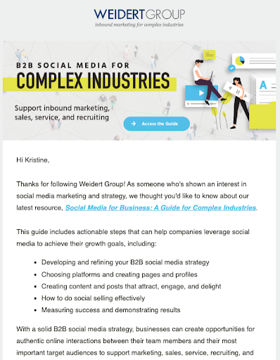 example of a personalized marketing email, a content distribution tactic