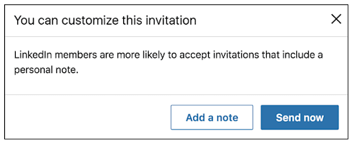 LinkedIn custom connection invite request example