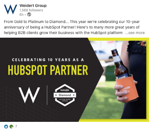 Weidert Group visual LinkedIn post example