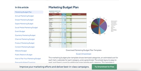 SmartSheet marketing budget template