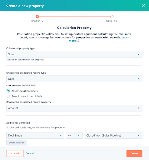 creating a calculation property in hubspot crm