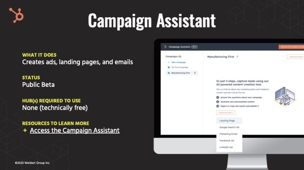 hubspot ai campaign assistant tool details