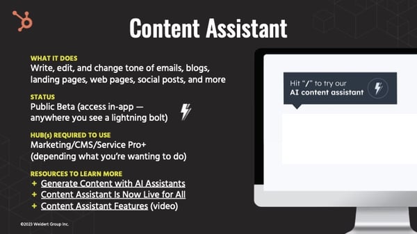 overview of hubspot ai content assistant