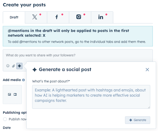 writing social posts in hubspot using ai assistant