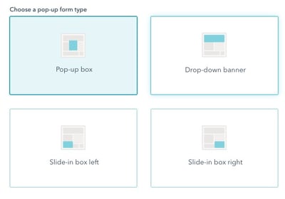 HubSpot form building tool pop-up forms