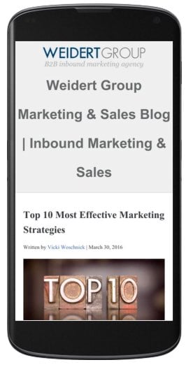 Example of AMP on a HubSpot blog on a mobile device