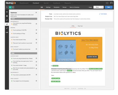 HubSpot reporting addon with graphs and tables