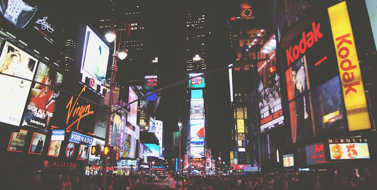 Time Square in New York city at night.