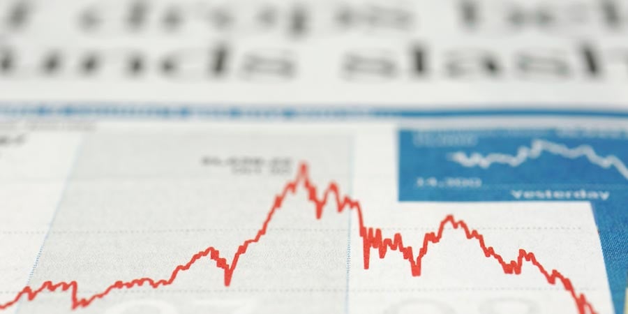 Close up of a stock graph in a newspaper